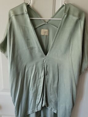 Sage Green V-Neck Tunic Top